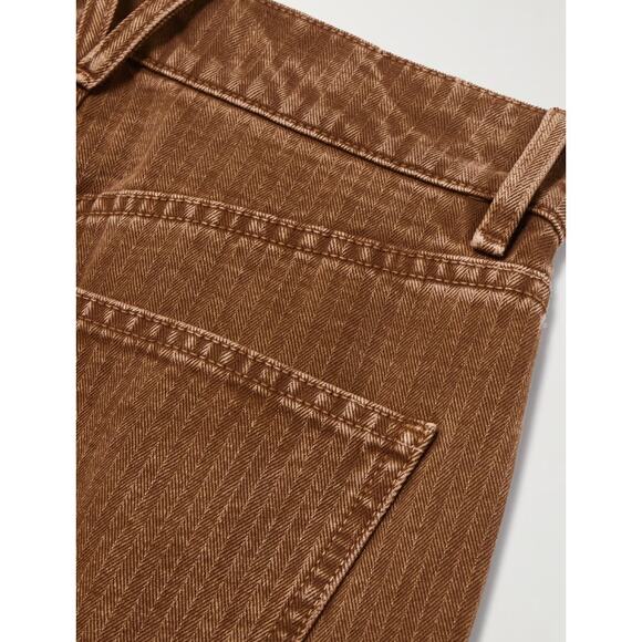 Veronica Beard Dylan Herringbone Cotton-Twill Straight-Leg Pants Deep Ochre, 27 - Picture 4 of 9